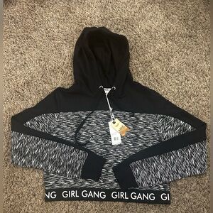 Chic Off-the-Shoulder Black and Gray Sweater